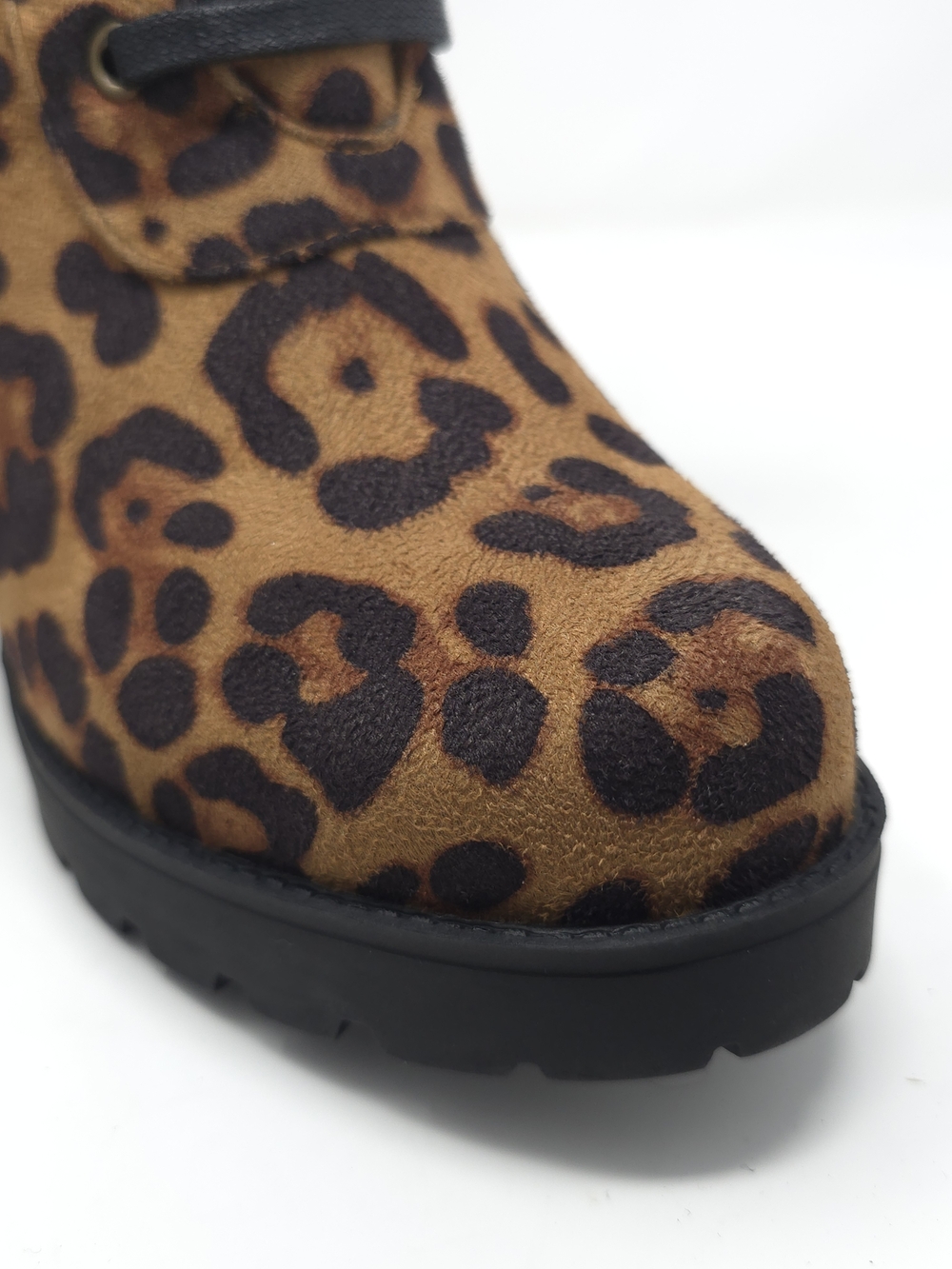 Leopard Print Chunky Heel Ankle Boots Faux Suede Lace Up Platform Zipper Trendy - Picture 8 of 12